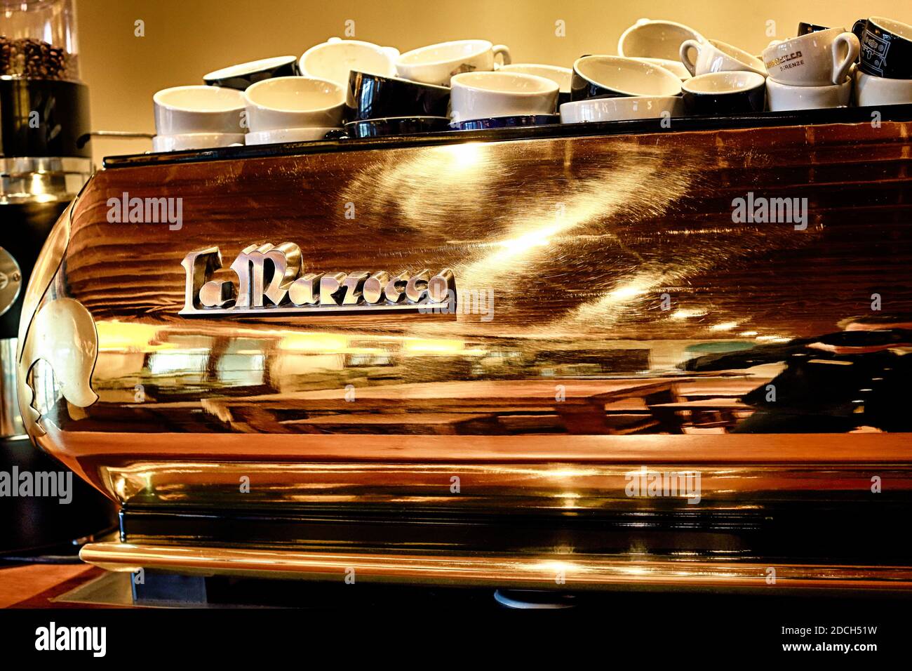 Macchine espresso Golden la Marzocco prodotte a mano a firenze, Italia Foto Stock