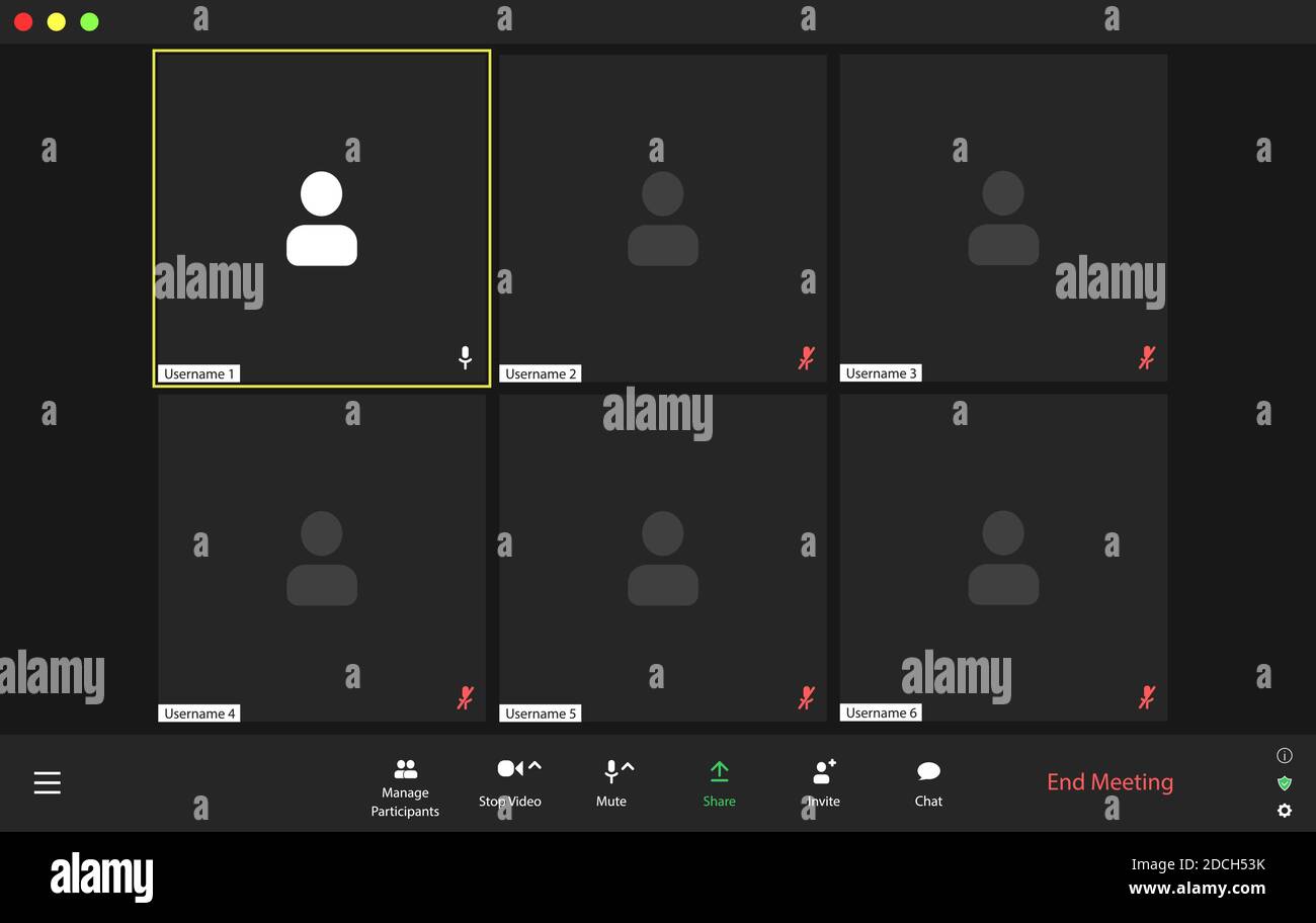 Interfaccia utente per videoconferenza, sovrapposizione finestra chiamate in videoconferenza Illustrazione Vettoriale