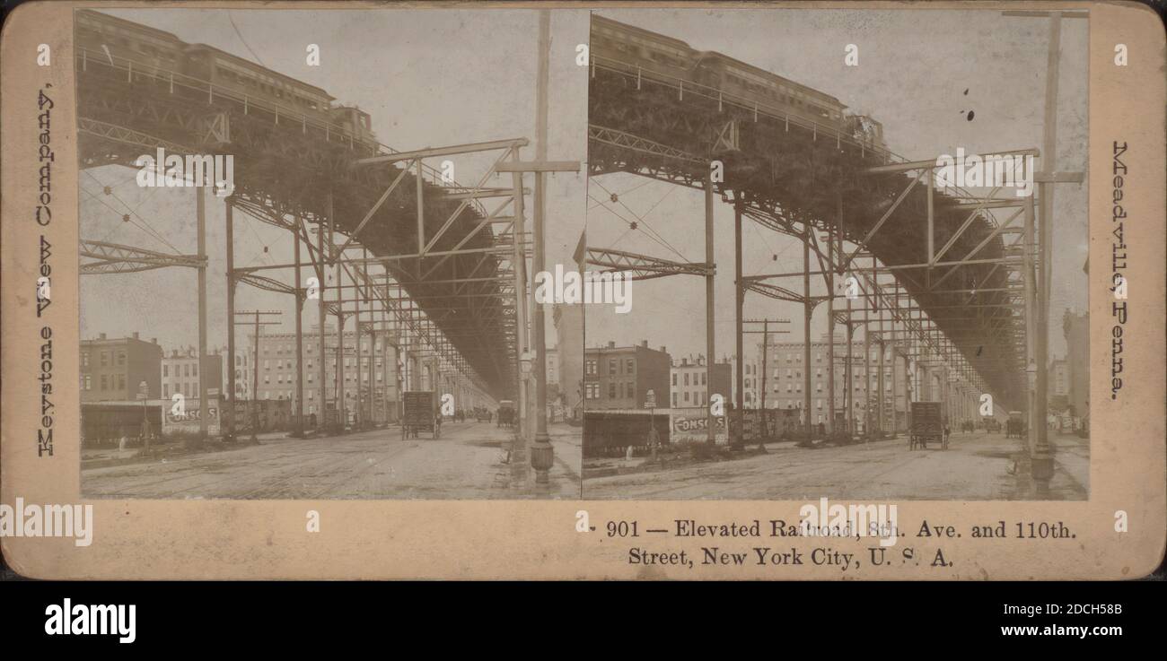 Ferrovia sopraelevata, 8th. ave. E 110th. Via, New York City, U.S.A., New York (Stato), New York (N.Y.), New York, Eighth Avenue (New York, N. Y Foto Stock