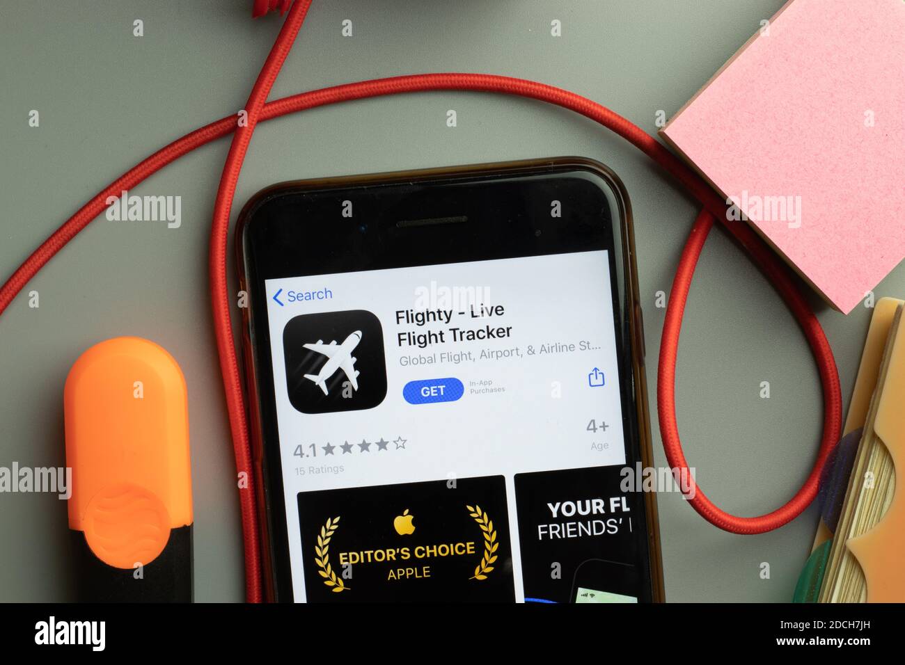 New York, Stati Uniti - 7 novembre 2020: Logo dell'app store Flighty Live Flight Tracker sullo schermo del telefono, editoriale illustrativo. Foto Stock