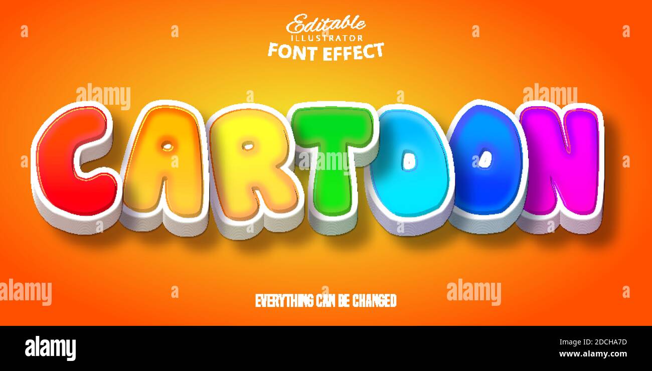 Testo cartoon, effetto font modificabile 3d Illustrazione Vettoriale