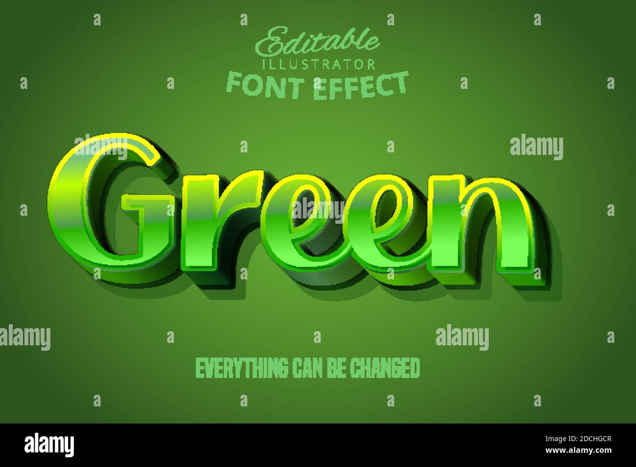 Testo verde, effetto font modificabile 3d Illustrazione Vettoriale