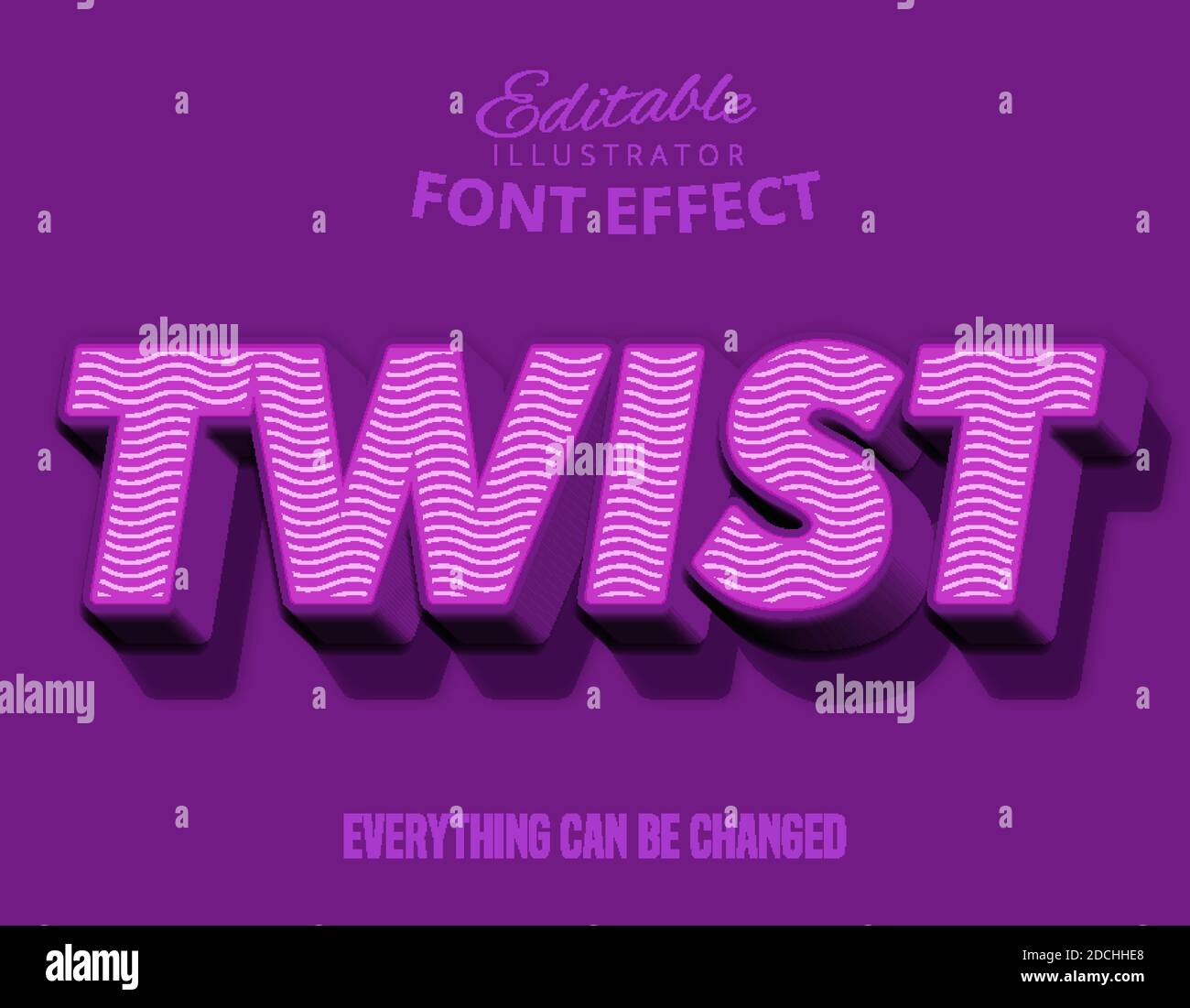 Testo twist, effetto font modificabile Illustrazione Vettoriale