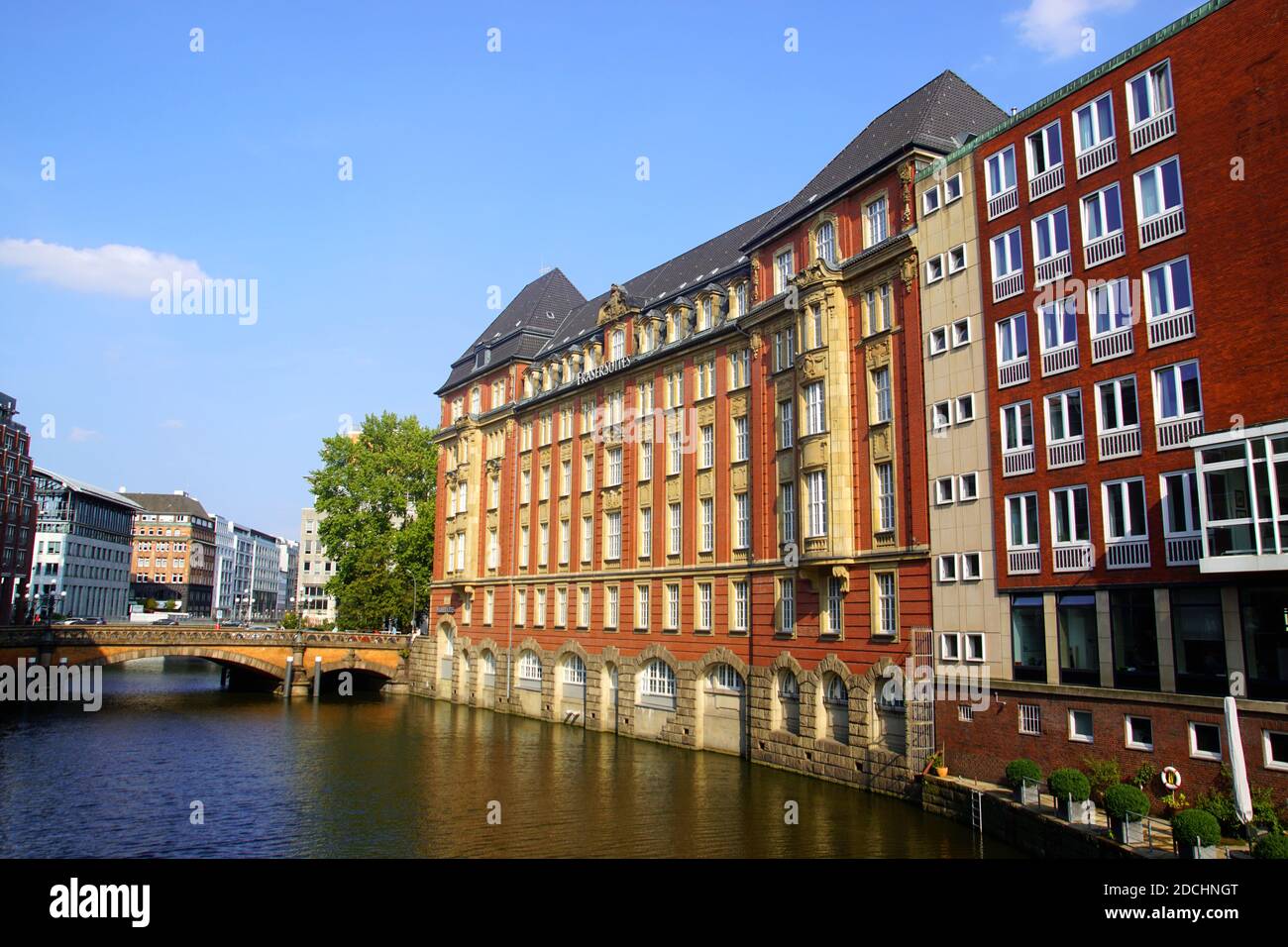 Il canale Alsterfleet ad Amburgo, Germania Foto Stock