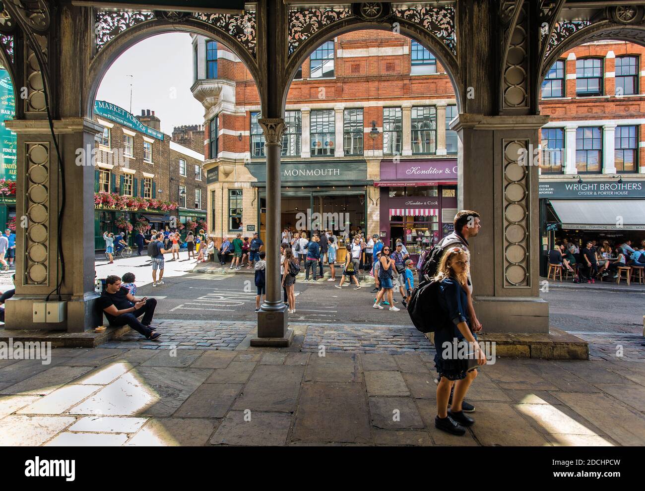 Borough Market, vicino al London Bridge. E' uno dei più grandi e antichi mercati alimentari di Londra. Foto Stock