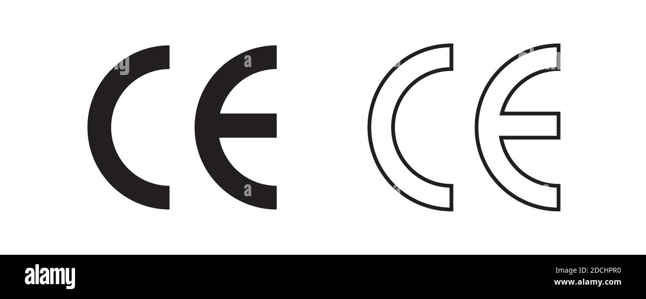 Marchio CE, simbolo CE isolato su sfondo bianco. Illustrazione vettoriale Illustrazione Vettoriale