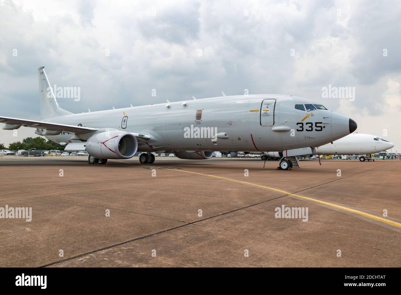 US Navy Boeing P-8 Poseidon aereo di pattuglia marittima sulla asfalto di RAF Fairford. Regno Unito - 13 luglio 2018 Foto Stock