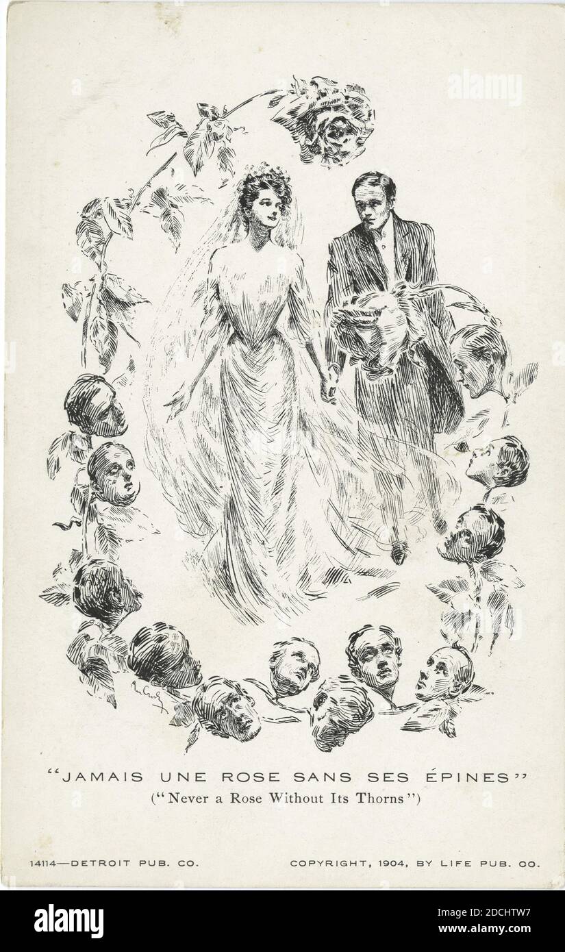 Mai una Rosa senza le sue spine, Life Cartoons, immagine fissa, Cartoline, 1898 - 1931 Foto Stock