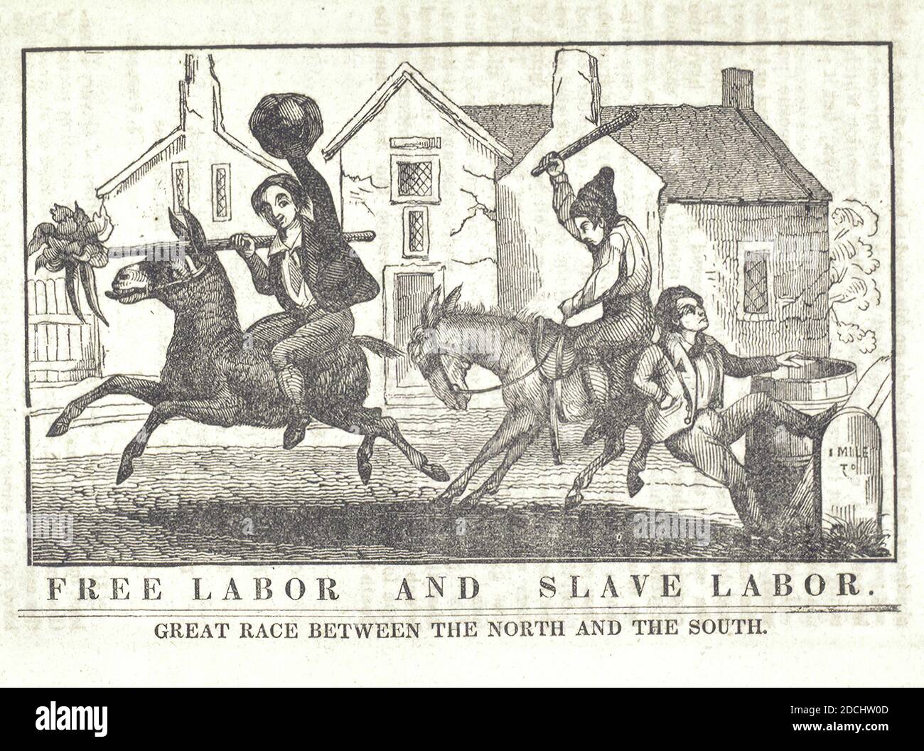 Lavoro libero e lavoro schiavo. Grande corsa tra il Nord e il Sud., immagine fissa, illustrazioni, 1836 - 1844 Foto Stock