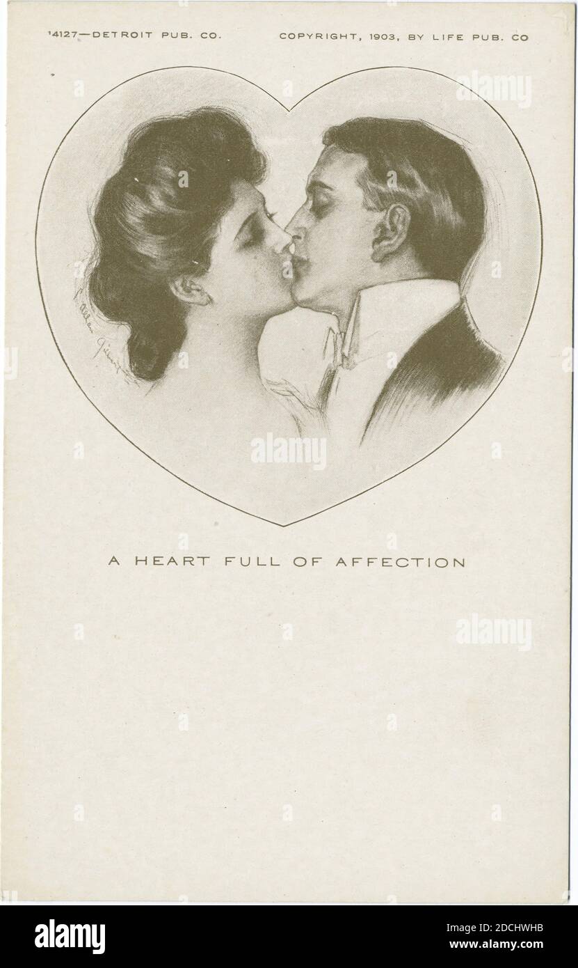 Un cuore pieno di affetto, Life Cartoons, immagine morta, Cartoline, 1898 - 1931 Foto Stock