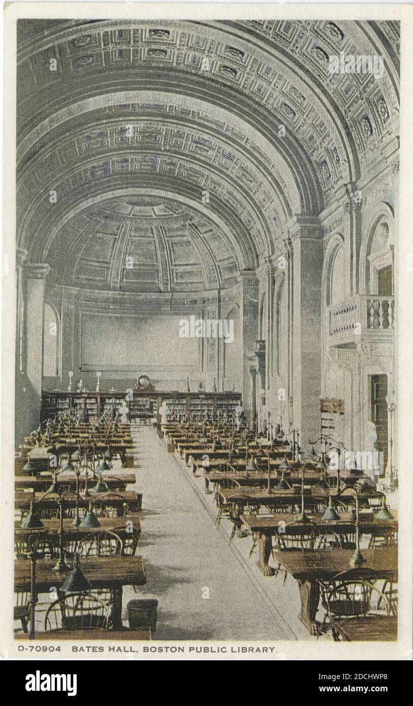 Bates Hall, Boston Public Library, Boston, Mass., Still Image, Postcards, 1898 - 1931 Foto Stock