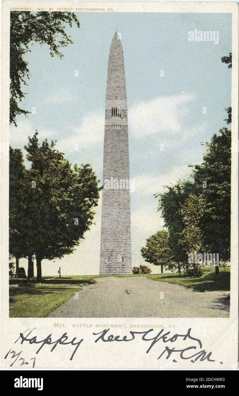 Battle Monument, Bennington, Vert., immagine fissa, Cartoline, 1898 - 1931 Foto Stock