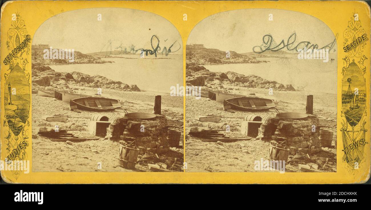 Vista sulla spiaggia, immagine fissa, Stereografi, 1850 - 1930 Foto Stock