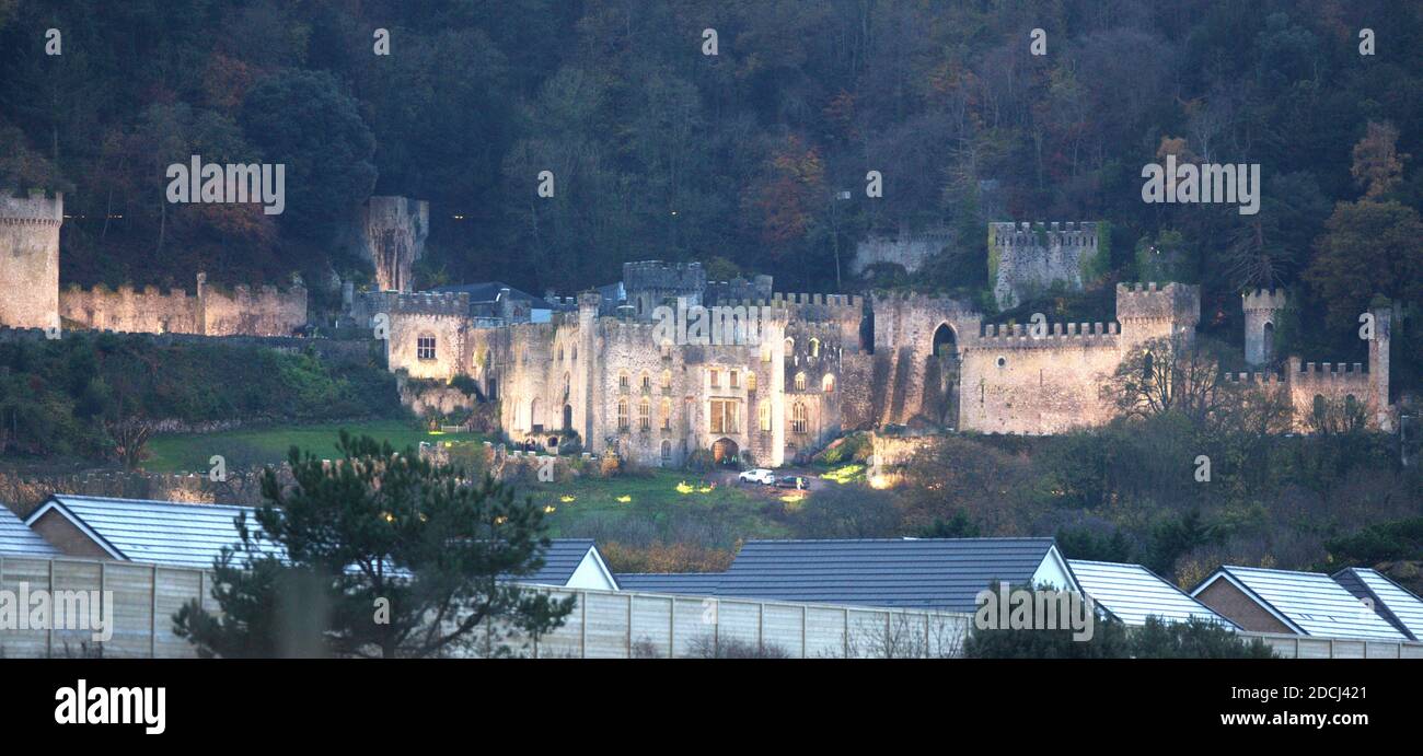 Il castello di Gwrych ha istituito il ciclone per essere un processo di celebrità Credit foto d'azione Ian Fairfrate/Alamy Foto Stock