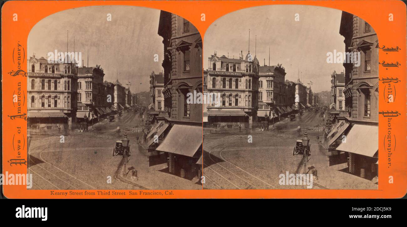 Kearney Street, da Third Street, San Francisco, Cal., immagine fissa, Stereographs, 1875, Reilly, John James (1839-1894 Foto Stock