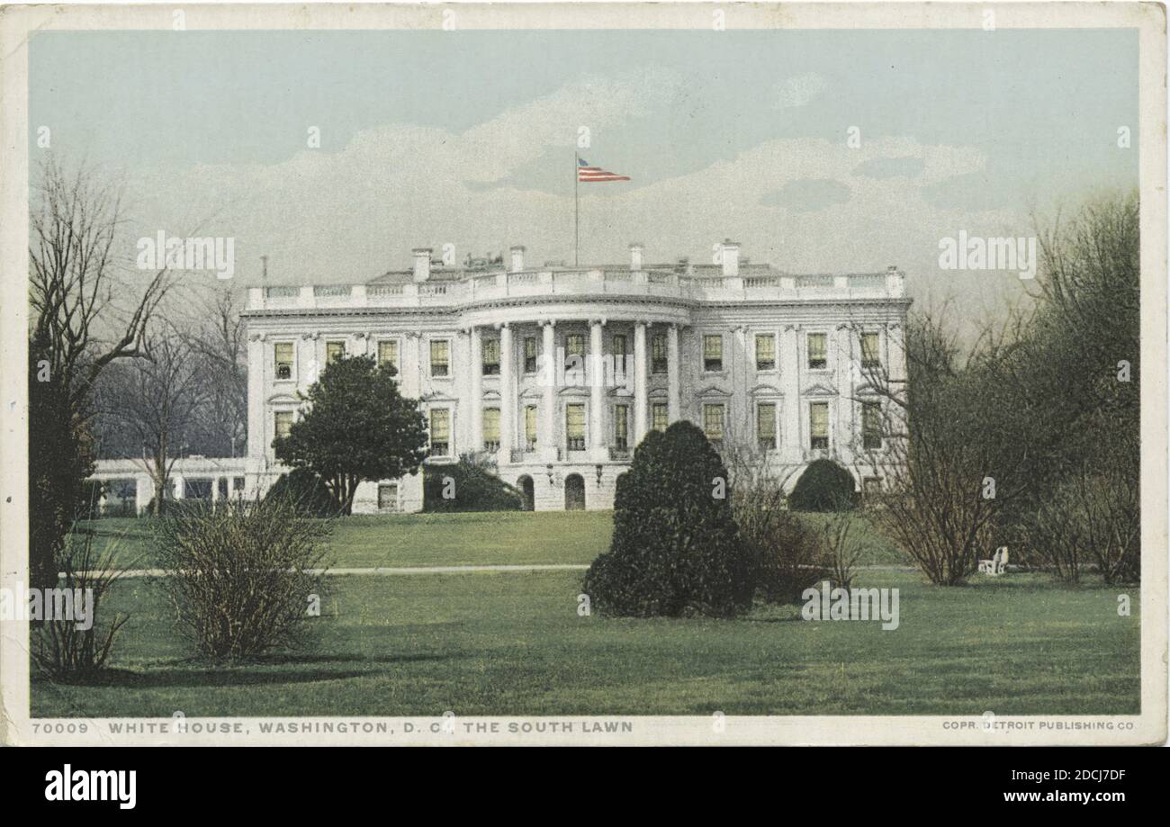White House, The South Lawn, Washington, D. C., Still Image, Postcards, 1898 - 1931 Foto Stock