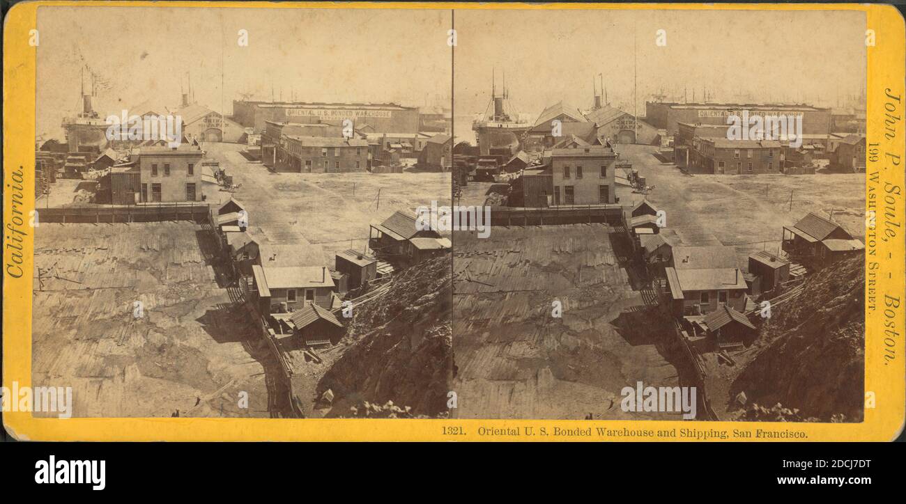 Oriental U.S. Bonded Warehouse and Shipping, San Francisco., Still Image, Stereographs, 1870, Soule, John P. (1827-1904 Foto Stock