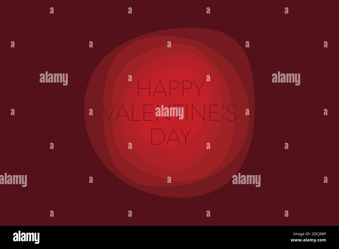 Design grafico moderno di un detto 'buon San Valentino' con forme geometriche circolari in rosa / fiore astrazione in colore rosso. Urbano, elegante tipica Foto Stock