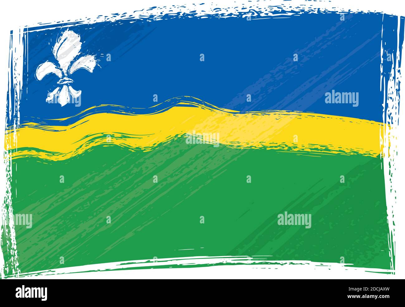 Grunge dipinse la regione di Flevoland bandiera olandese Illustrazione Vettoriale