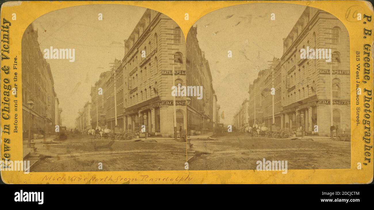 Michigan [Avenue], a nord di Randolph., immagine statica, Stereographs, 1850 - 1930, Greene, P. Foto Stock