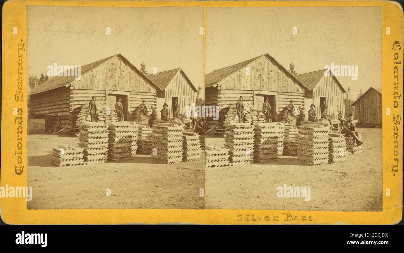 Pile di barrette argentate, immagini fisse, Stereografi, 1898 Foto Stock