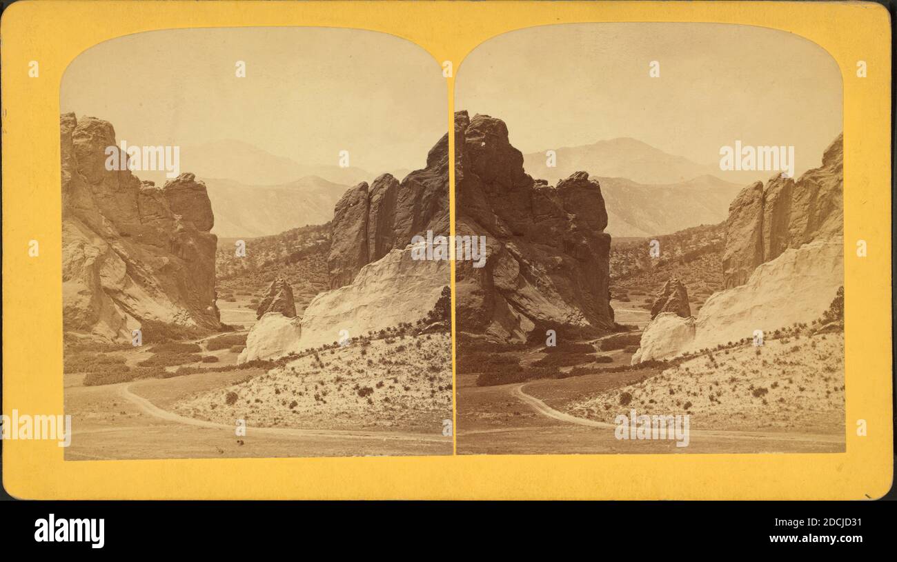 Il Gateway, l'entrata al Giardino degli dei, e Pike's Peak dieci miglia di distanza., immagine, Stereographs, 1850 - 1930, Gurnsey, B. H. (Byron H.) (1833-1880 Foto Stock
