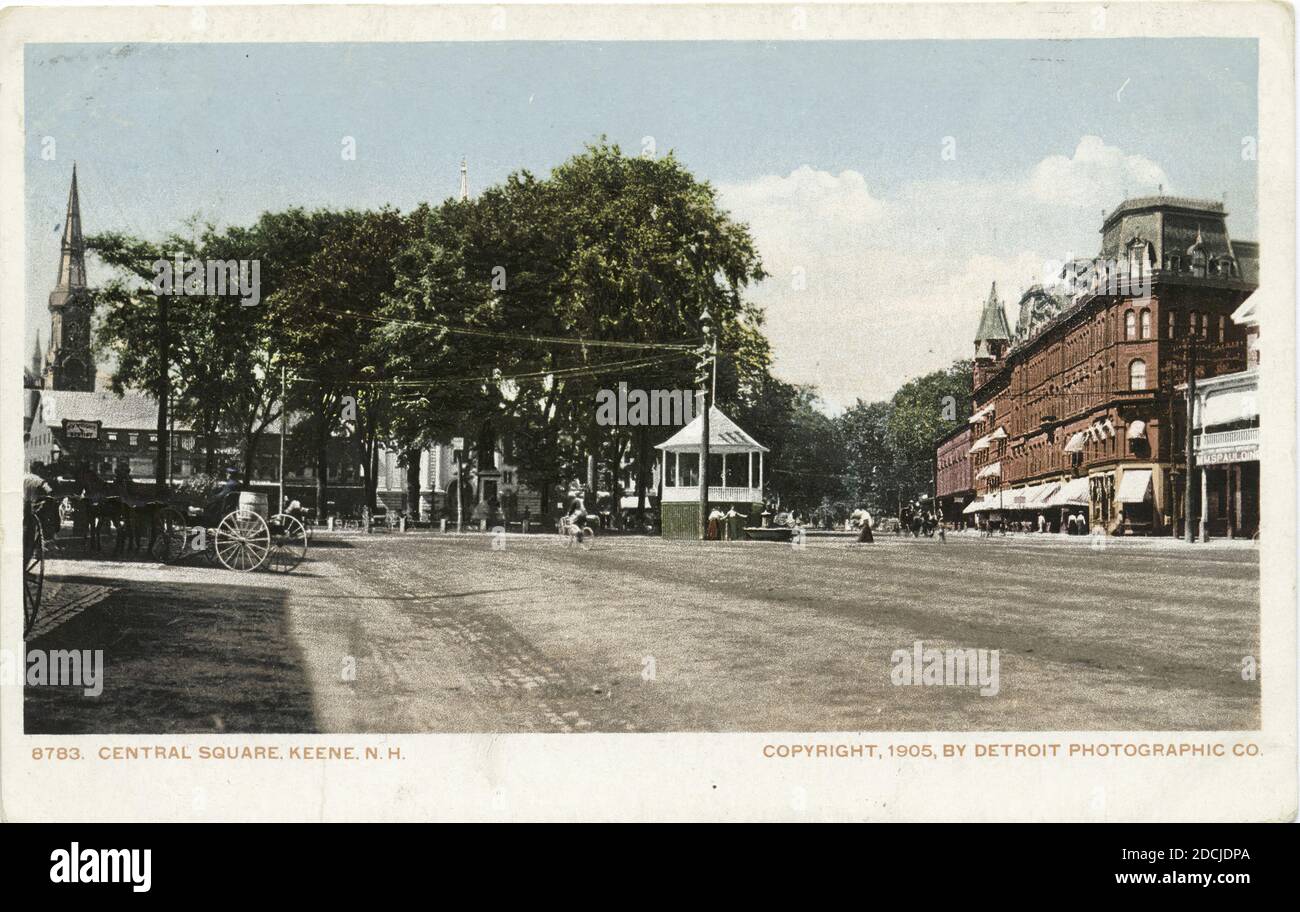 Piazza Centrale, Keene, N. H., immagine fissa, Cartoline, 1898 - 1931 Foto Stock
