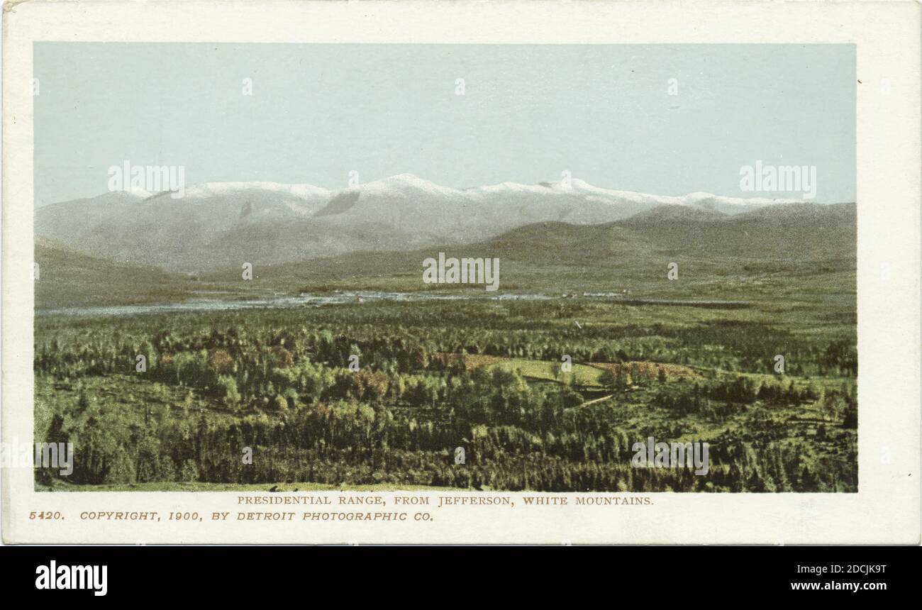 President Range, da Jefferson, White Mountains., immagine fissa, Cartoline, 1898 - 1931 Foto Stock