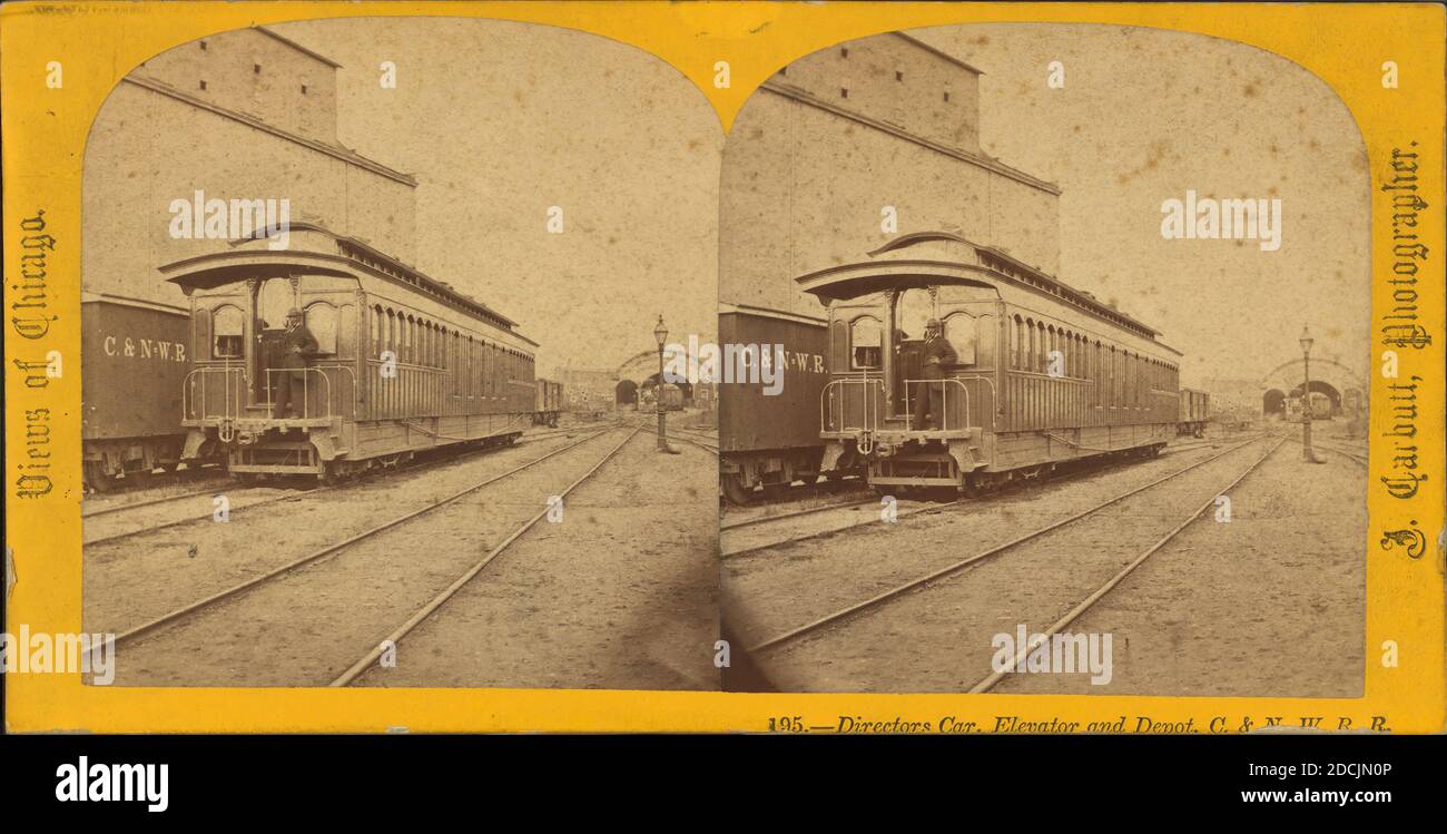 Direzione auto, ascensore e deposito. C. E N.W.R.R. [Deposito Chicago e North Western Railroad]., fermo immagine, Stereographs, 1850 - 1930, Carbutt, John (1832-1905 Foto Stock