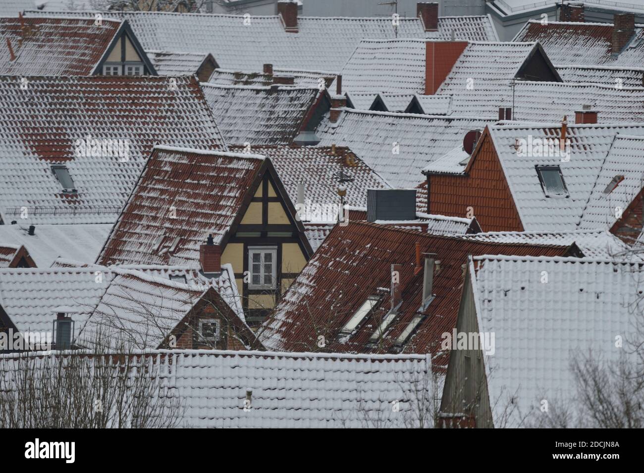 Celle, Altstadt, Dächer, blick vom Kirchturm Foto Stock