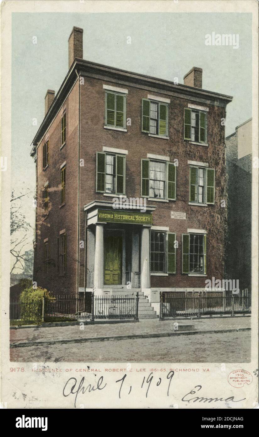 Residenza di Gen. Rott. E. Lee, Richmond, Va., immagine fissa, Cartoline, 1898 - 1931 Foto Stock