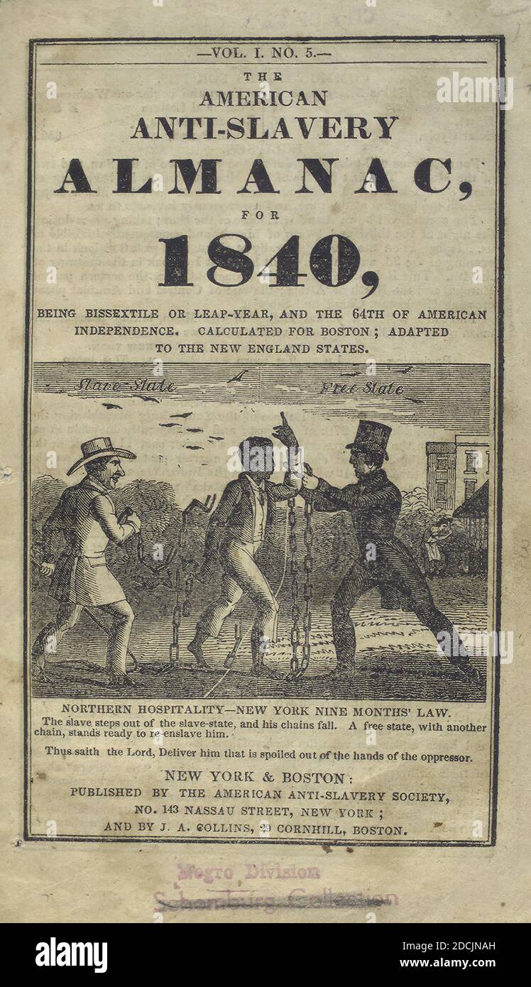 Lo schiavo esce dallo stato schiavo, e le sue catene cadono. Uno stato libero, con un'altra catena, è pronto a ri-schiavarlo., immagine, illustrazioni, 1836 - 1844 Foto Stock