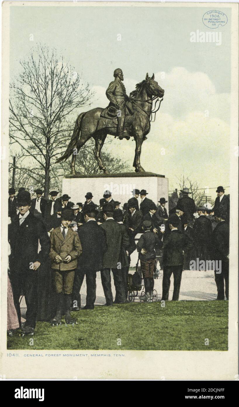 Gen. Forrest Memorial, Memphis, Ten., fermo immagine, Cartoline, 1898 - 1931 Foto Stock