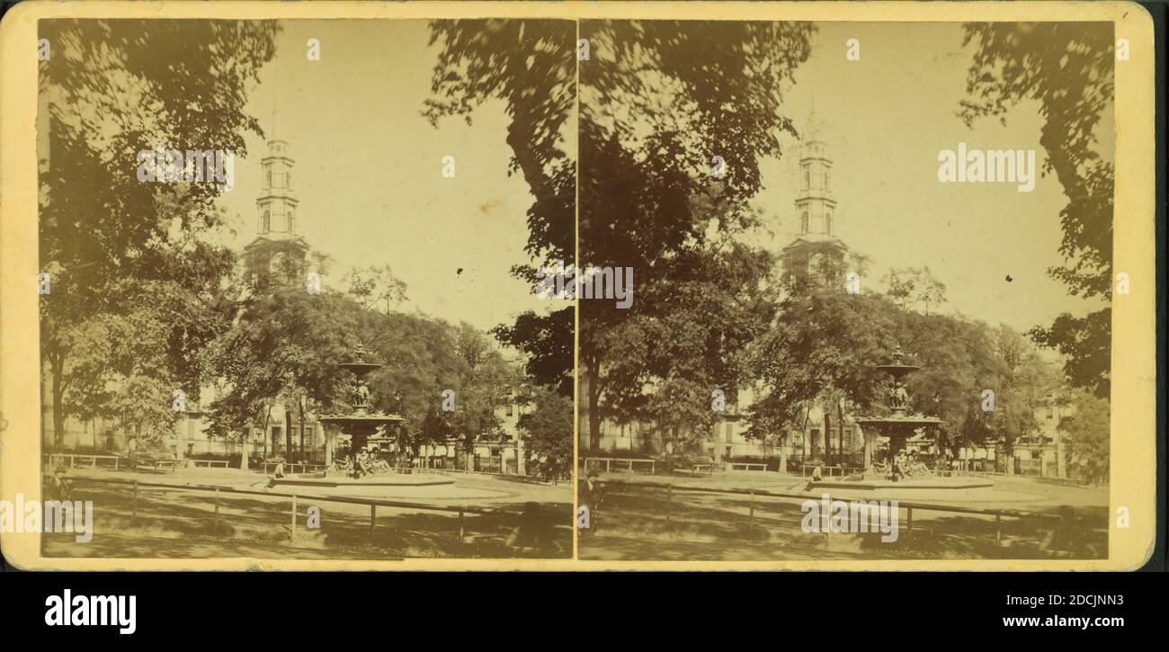 Vista della fontana Brewer a Boston Common., immagine fissa, Stereographs, 1850 - 1930 Foto Stock