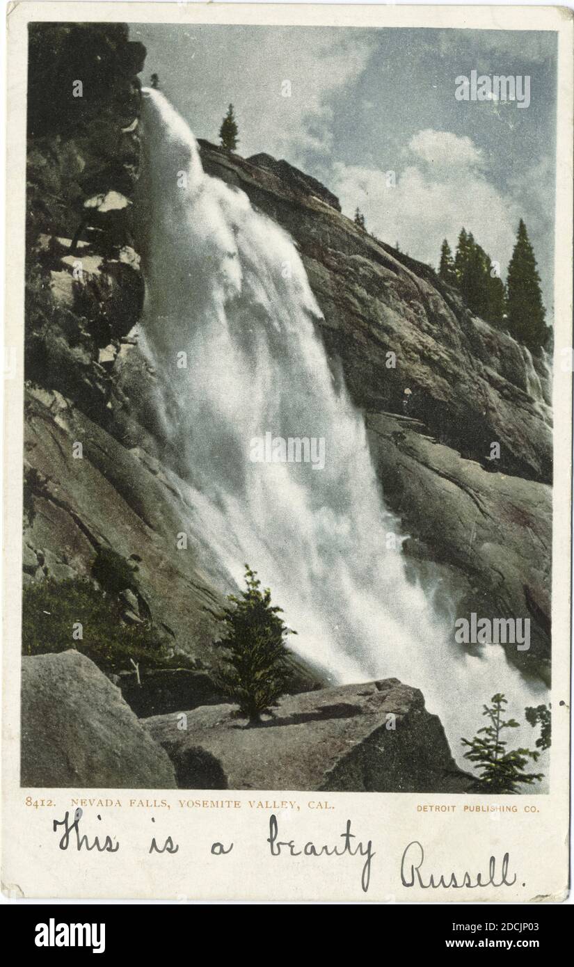 Cascate del Nevada, Yosemite, California, immagini fisse, Cartoline, 1898 - 1931 Foto Stock