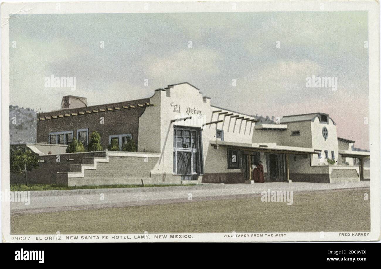 El Ortiz, New Santa Fe Hotel, Lamy, N. M., Still Image, Cartoline, 1898 - 1931 Foto Stock