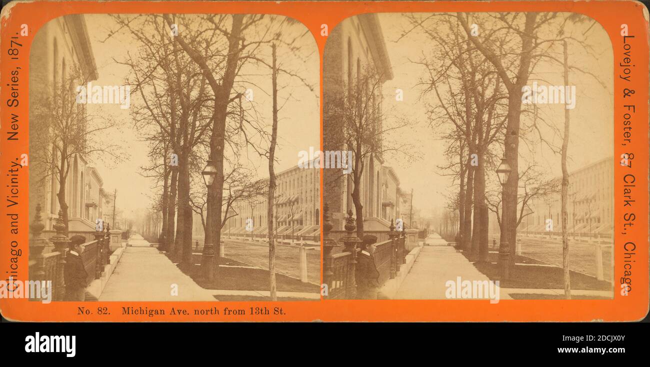 Michigan Ave., a nord da 13th Street., immagine fissa, Stereographs, 1850 - 1930, Lovejoy & Foster Foto Stock