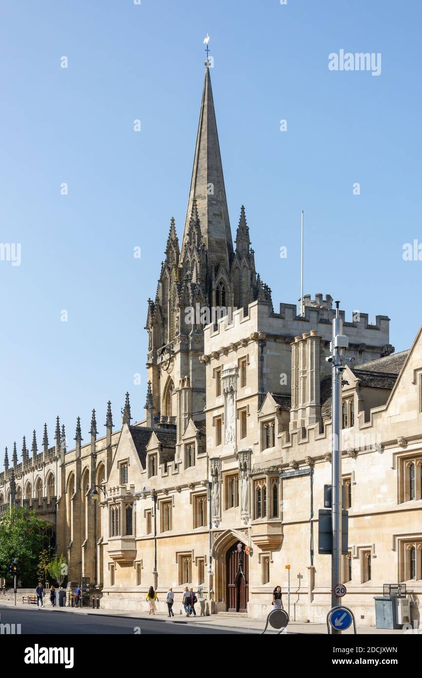 University Church of St Mary The Virgin & All Souls College, High Street, Oxford, Oxfordshire, Inghilterra, Regno Unito Foto Stock