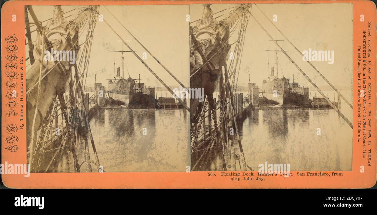 Molo galleggiante, Hunter's Point, San Francisco, dalla nave John Jay., fermo immagine, Stereographs, 1850 - 1930 Foto Stock