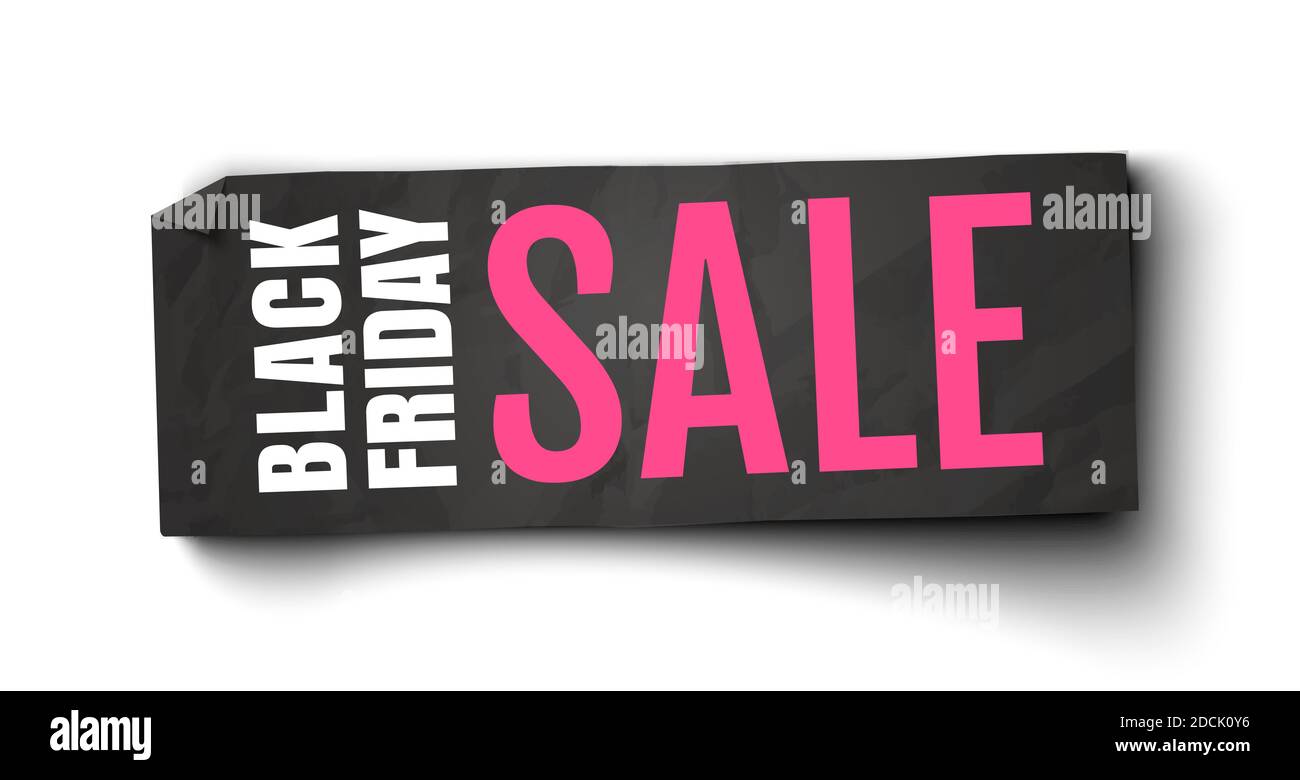 Banner vintage Vector su sfondo bianco per il venerdì nero. Offerta Black friday. Foto Stock