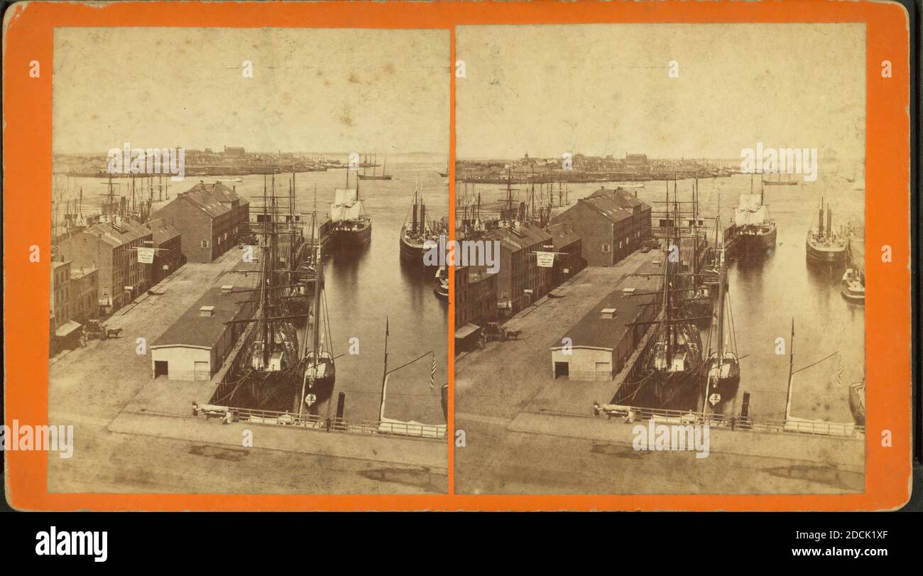 Long Wharf., fermo immagine, Stereographs, 1850 - 1930 Foto Stock