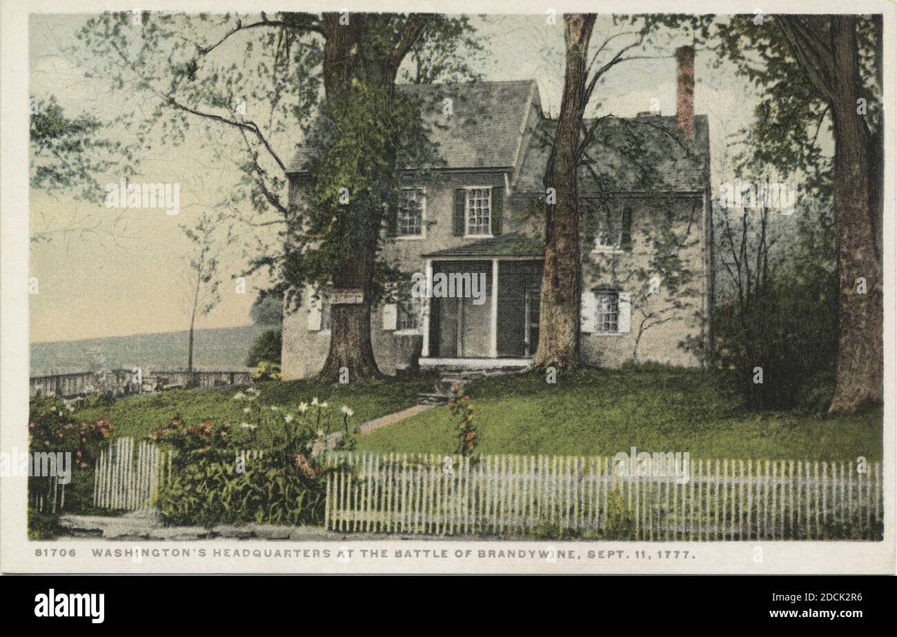 Quartier generale di Washington alla Battaglia di Brandywine, 11 settembre 1777, Still Image, Postcards, 1898 - 1931 Foto Stock