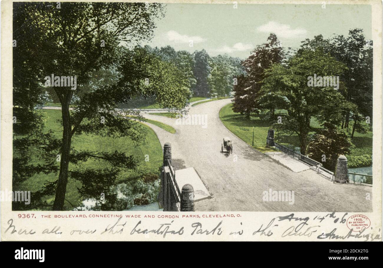 Boulevard che collega Wade e Gordon Parks, Cleveland, Ohio, immagine fissa, Cartoline, 1898 - 1931 Foto Stock