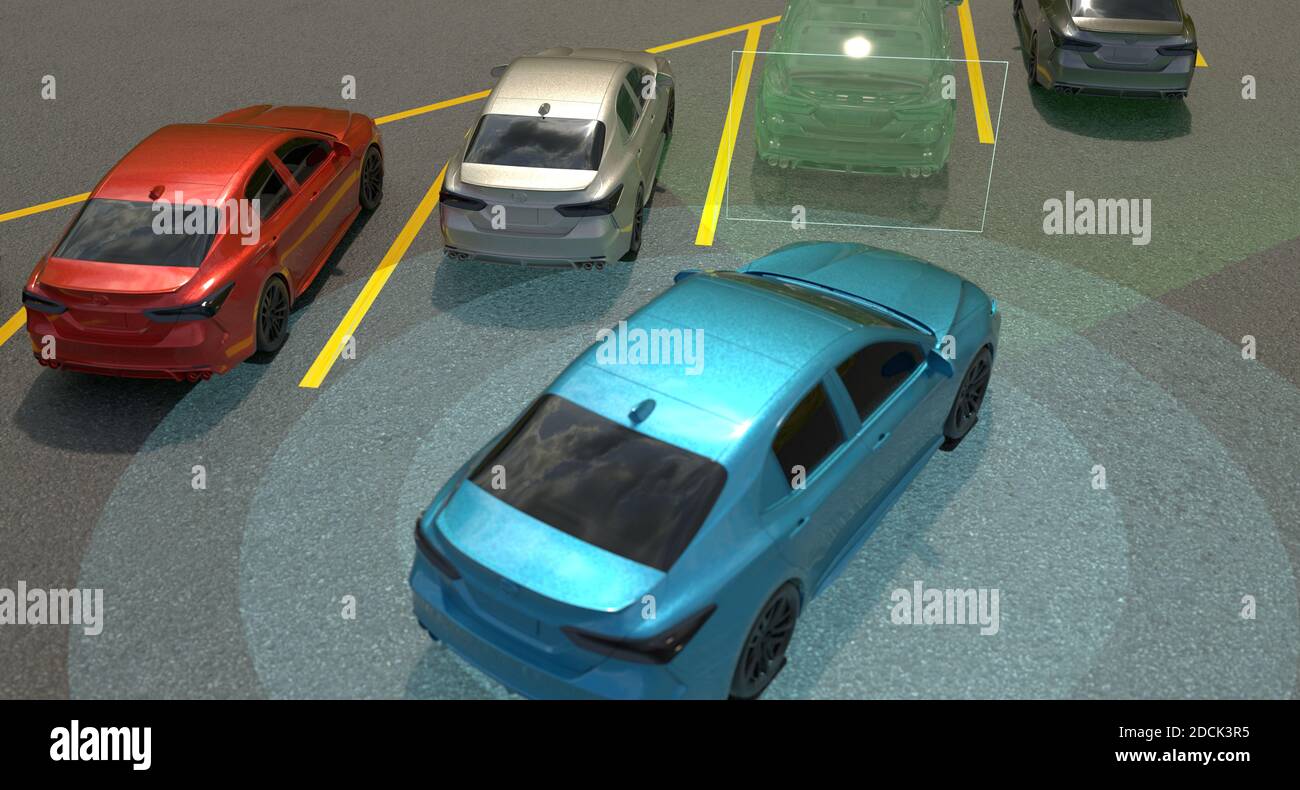 Guida autonoma, veicolo senza conducente, intelligenza artificiale Foto Stock