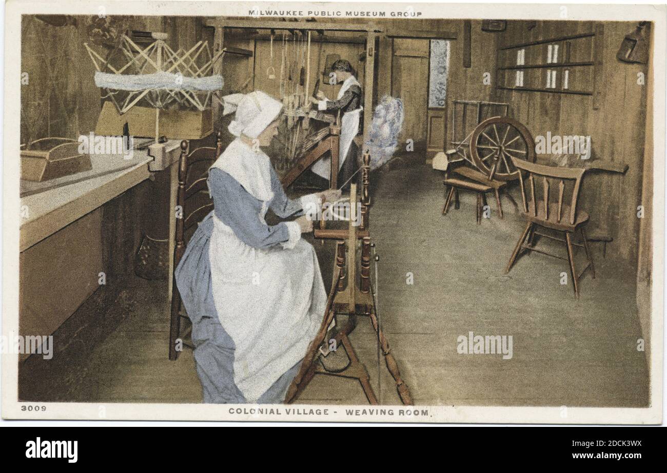 Colonial Village - Wonding Room, Milwaukee Public Museum Group, Milwaukee, Wisc., Still Image, Postcards, 1898 - 1931 Foto Stock