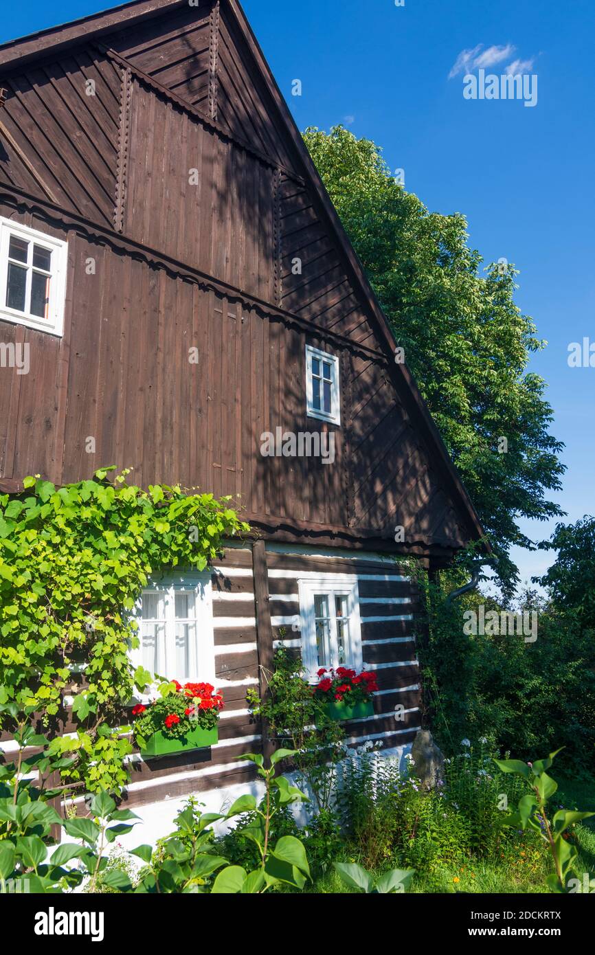 Frydstejn (Friedstein): Casa in legno storico in , Liberecky, Regione Liberec, Reichenberger Regione , Ceco Foto Stock