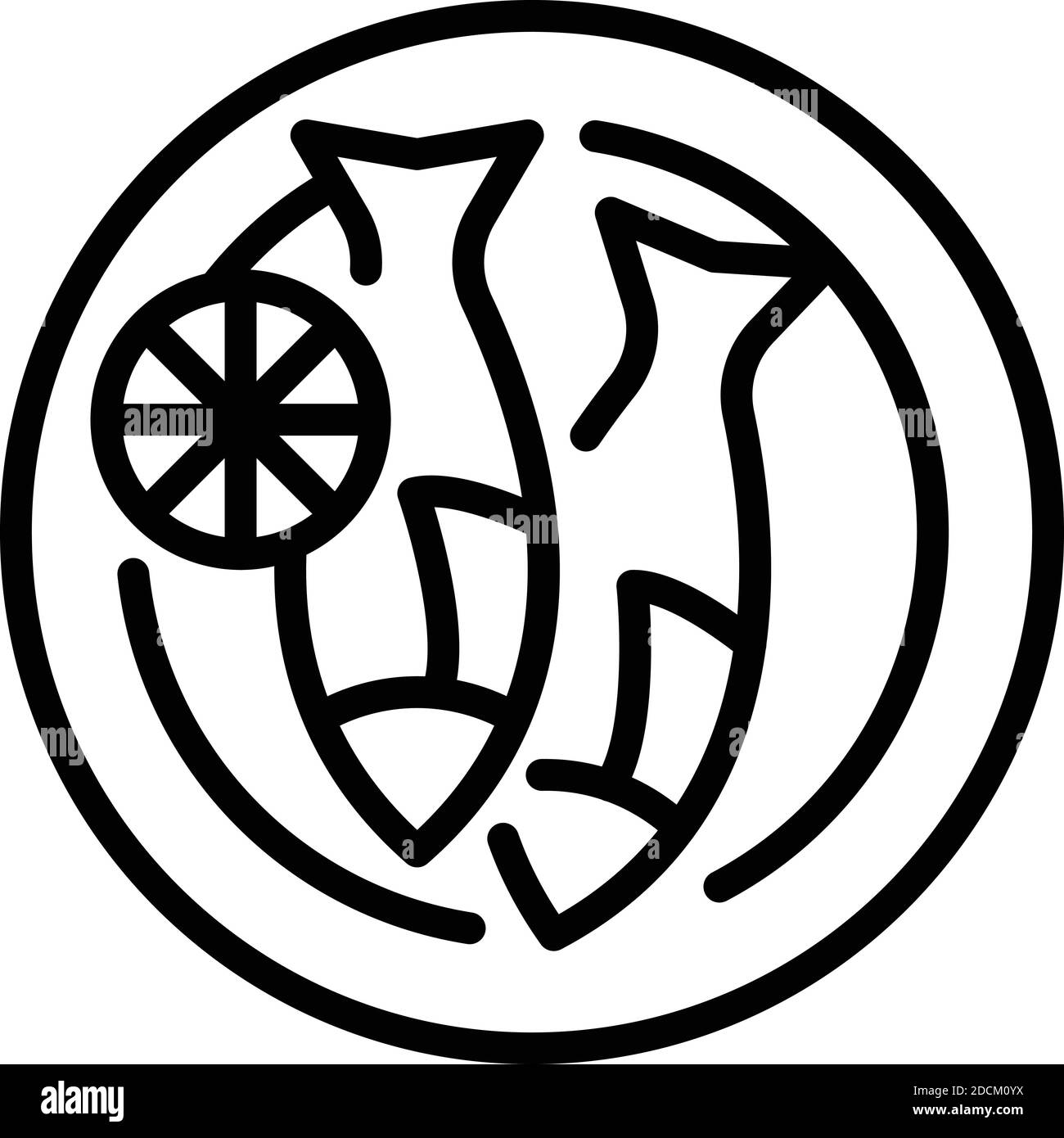 Icona del cibo di pesce. Contorno pesce vettore di cibo icona per web design isolato su sfondo bianco Illustrazione Vettoriale