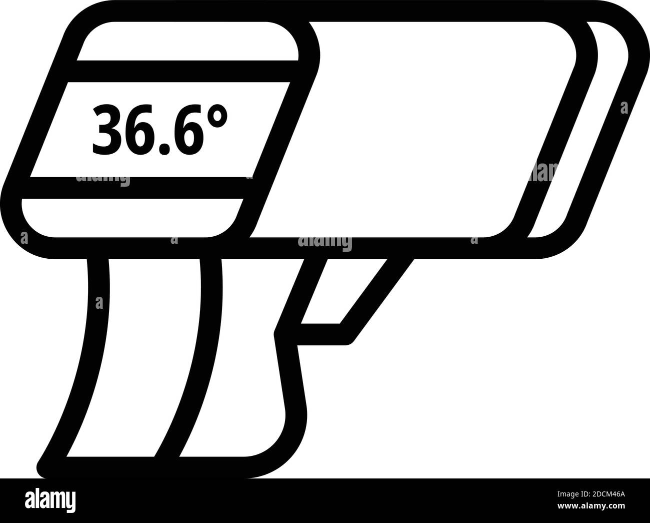 Icona del termometro con scansione a pistola. Icona vettoriale del termometro a scansione a pistola per disegno a nastro isolato su sfondo bianco Illustrazione Vettoriale
