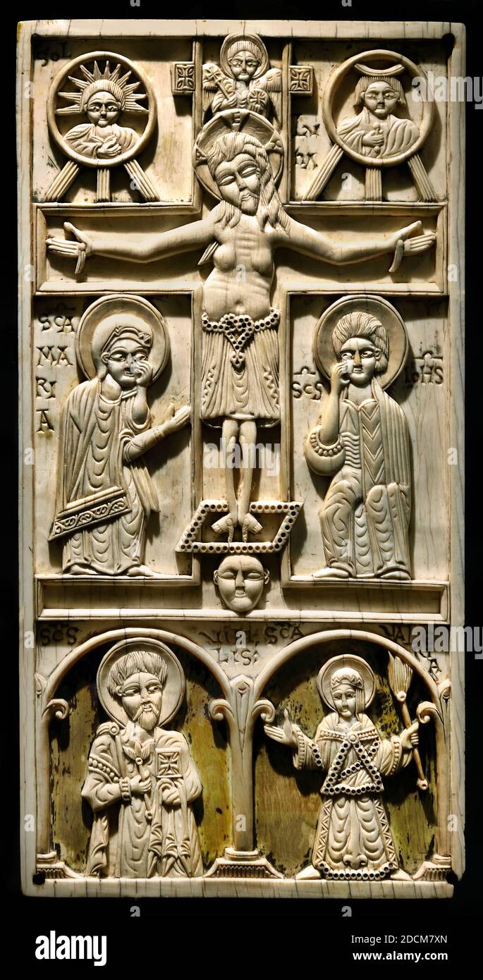 Crocifissione e medaglioni, Venezia fine 11 ° secolo. Musée de Cluny France French (targa, rilegatura libri) Foto Stock