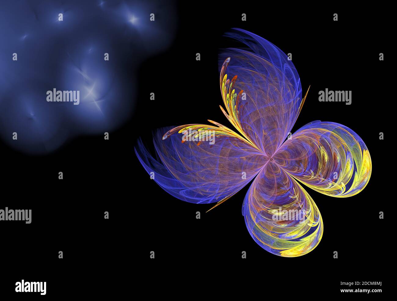 Frattale, una fantastica farfalla che vola nello spazio Foto Stock